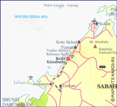 carte de Sabah en anglais