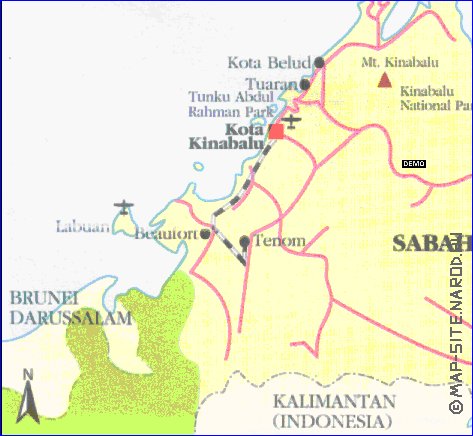 carte de Sabah en anglais