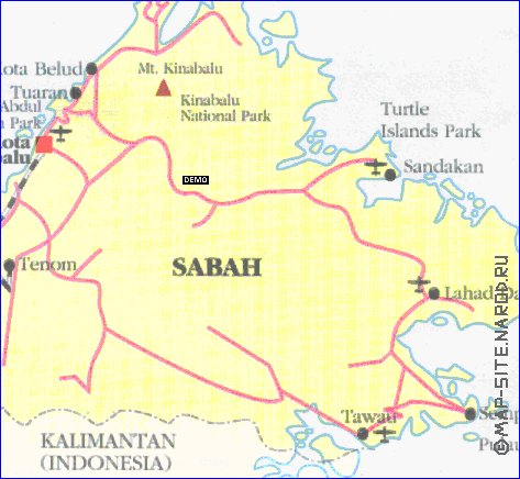 carte de Sabah en anglais