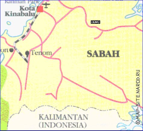 carte de Sabah en anglais