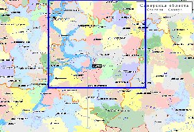 Administrativa mapa de Oblast de Samara