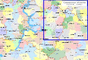 Administrativa mapa de Oblast de Samara