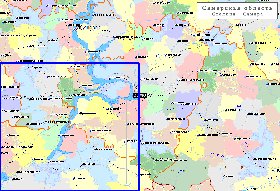 Administrativa mapa de Oblast de Samara