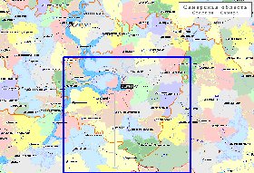 Administrativa mapa de Oblast de Samara