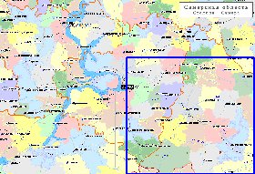 Administrativa mapa de Oblast de Samara