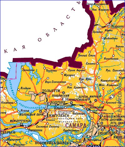 mapa de Oblast de Samara