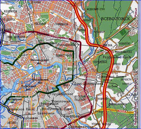 mapa de de estradas Sao Petersburgo