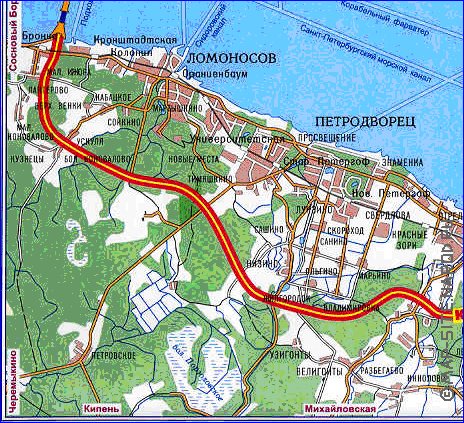 carte de des routes Saint-Petersbourg