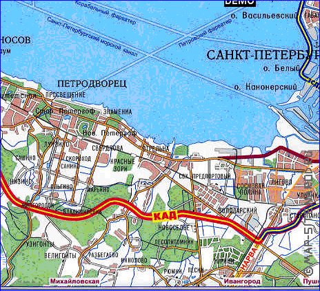 carte de des routes Saint-Petersbourg