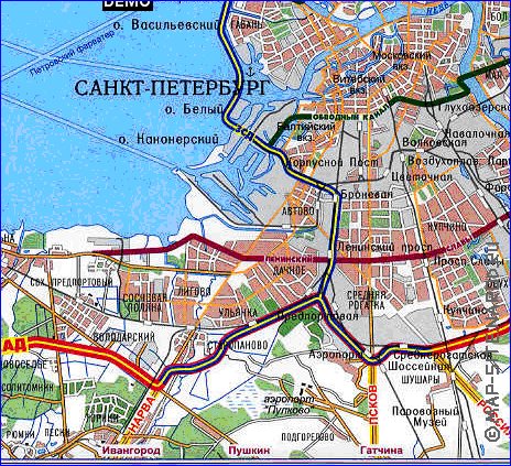 carte de des routes Saint-Petersbourg