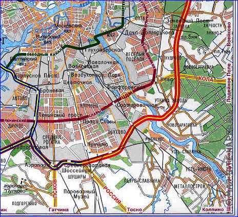 mapa de de estradas Sao Petersburgo