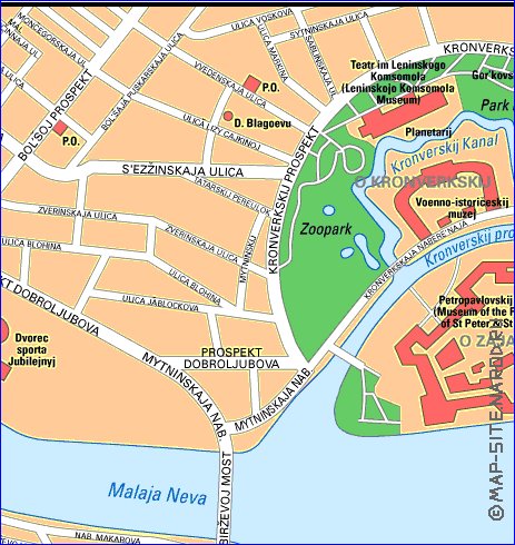 carte de Saint-Petersbourg en anglais