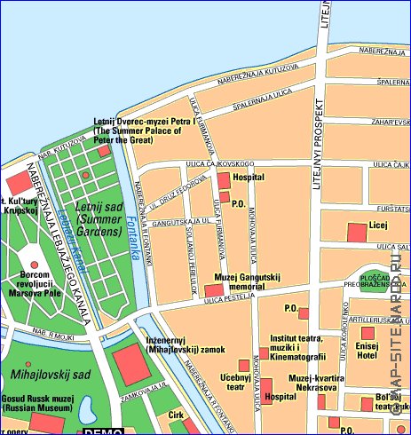 carte de Saint-Petersbourg en anglais