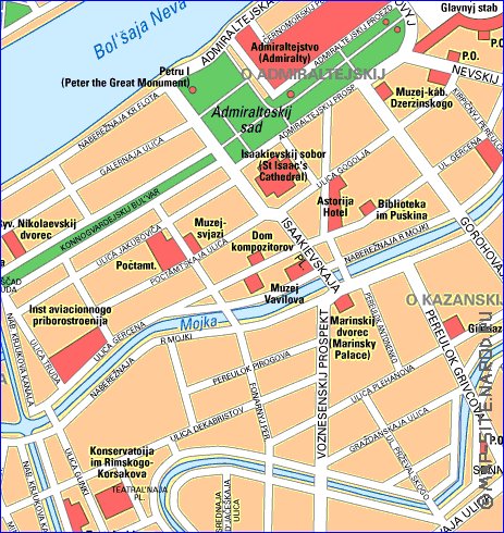 mapa de Sao Petersburgo em ingles