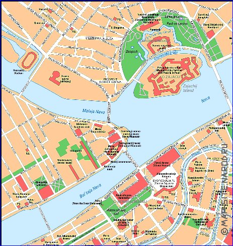 carte de Saint-Petersbourg en anglais