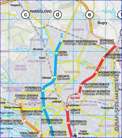 Transporte mapa de Sao Petersburgo em ingles