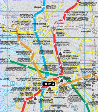 Transporte mapa de Sao Petersburgo em ingles