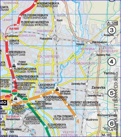 Transporte mapa de Sao Petersburgo em ingles