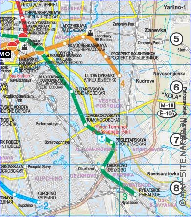 Transporte mapa de Sao Petersburgo em ingles