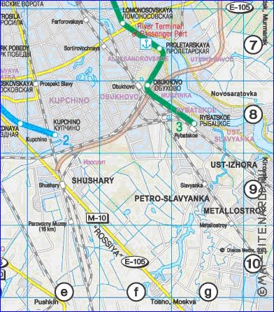 Transporte mapa de Sao Petersburgo em ingles