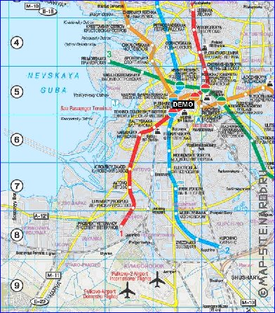 Transporte mapa de Sao Petersburgo em ingles