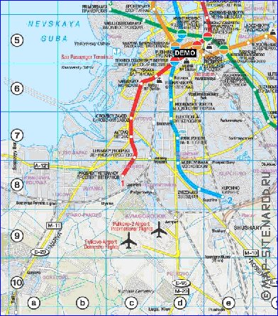 Transporte mapa de Sao Petersburgo em ingles