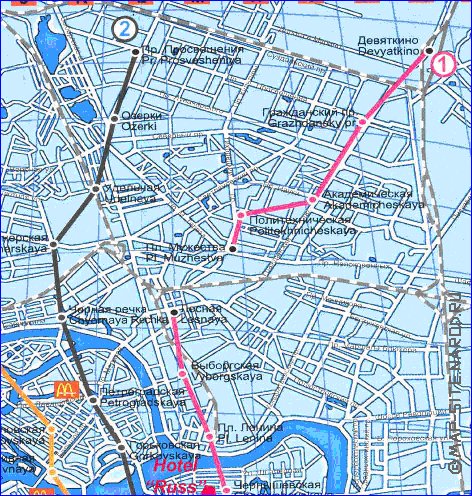 Transport carte de Saint-Petersbourg