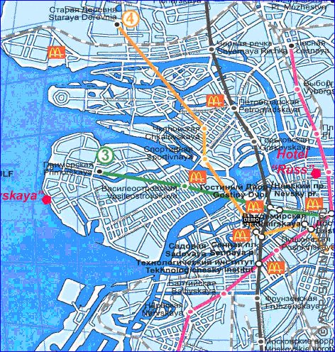 Transport carte de Saint-Petersbourg
