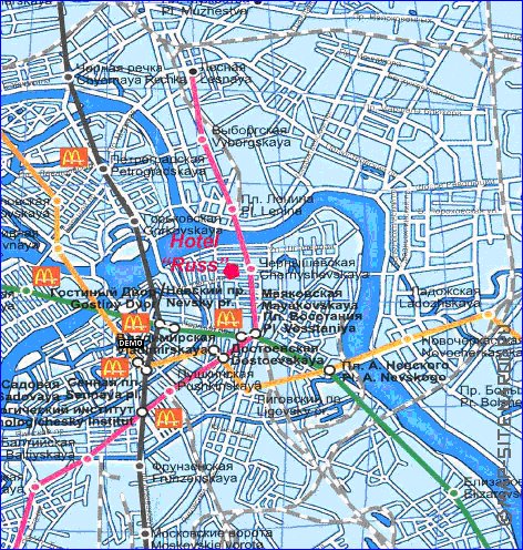 Transport carte de Saint-Petersbourg