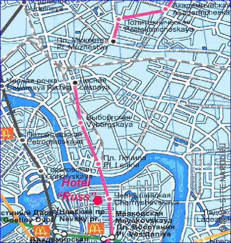 Transport carte de Saint-Petersbourg