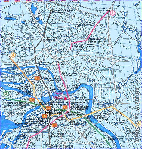 Transport carte de Saint-Petersbourg