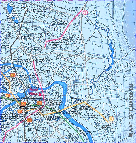 Transport carte de Saint-Petersbourg