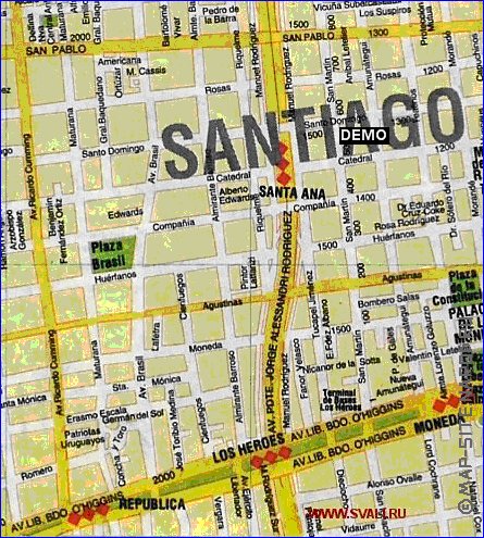 carte de Santiago du Chili en espagnol