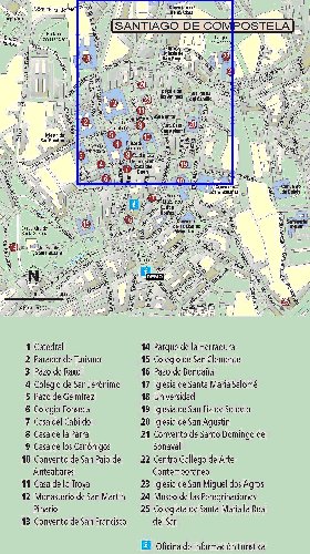 carte de Saint-Jacques-de-Compostelle en espagnol