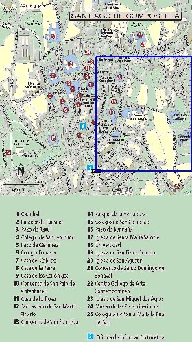 mapa de Santiago de Compostela em espanhol