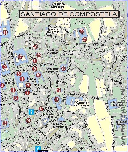 carte de Saint-Jacques-de-Compostelle en espagnol