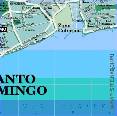 mapa de Santo Domingo em espanhol