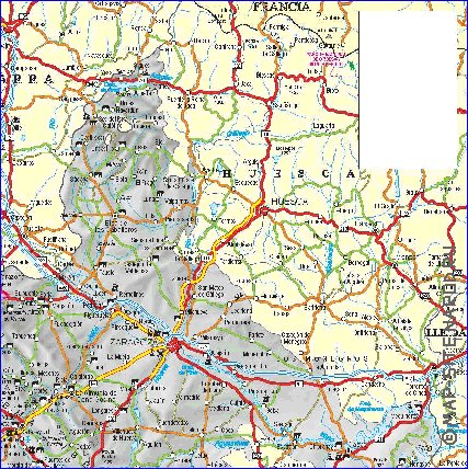 mapa de  provincia Provincia de Saragoca