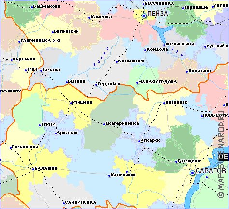 mapa de Oblast de Saratov