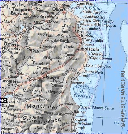 carte de Sardaigne en anglais