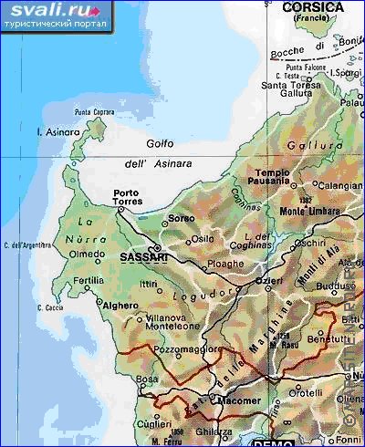 mapa de Sardenha