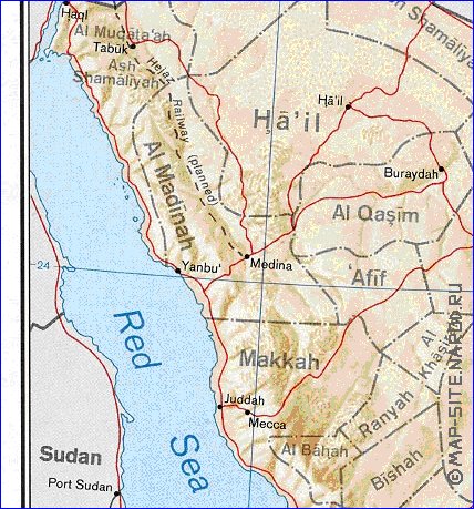 Administrativa mapa de Arabia Saudita em ingles