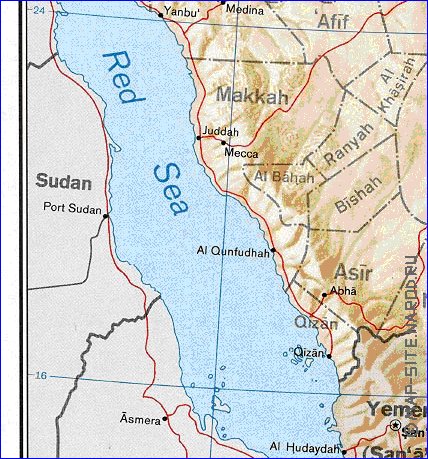 Administratives carte de Arabie saoudite en anglais