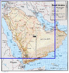 Administrativa mapa de Arabia Saudita em ingles