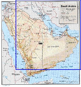 Administrativa mapa de Arabia Saudita em ingles