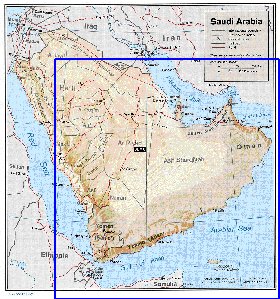 Administrativa mapa de Arabia Saudita em ingles