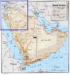 Administrativa mapa de Arabia Saudita em ingles