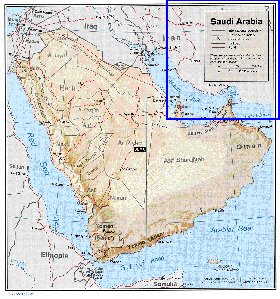 Administrativa mapa de Arabia Saudita em ingles