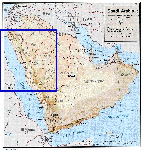 Administrativa mapa de Arabia Saudita em ingles