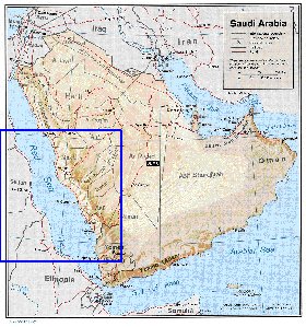 Administratives carte de Arabie saoudite en anglais